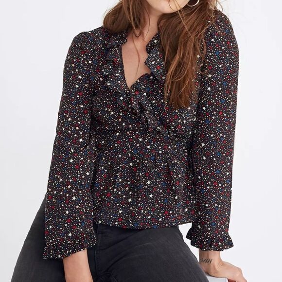 Madewell silk ruffle wrap top - Picture 3 of 12